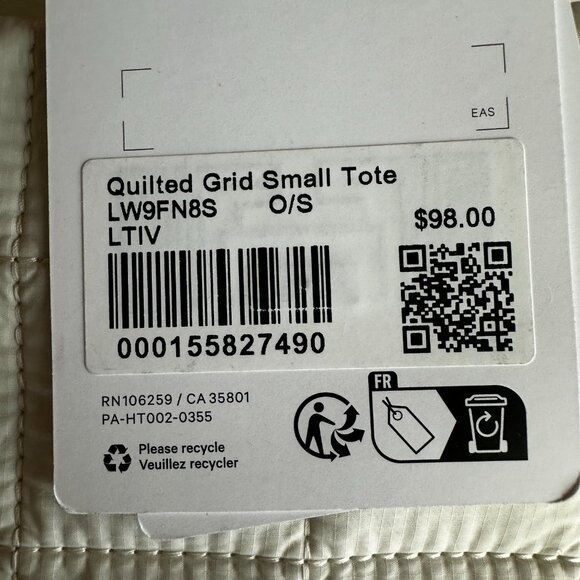 Lululemon Quilted Grid Small Tote Bag 5L - Picture 7 of 9